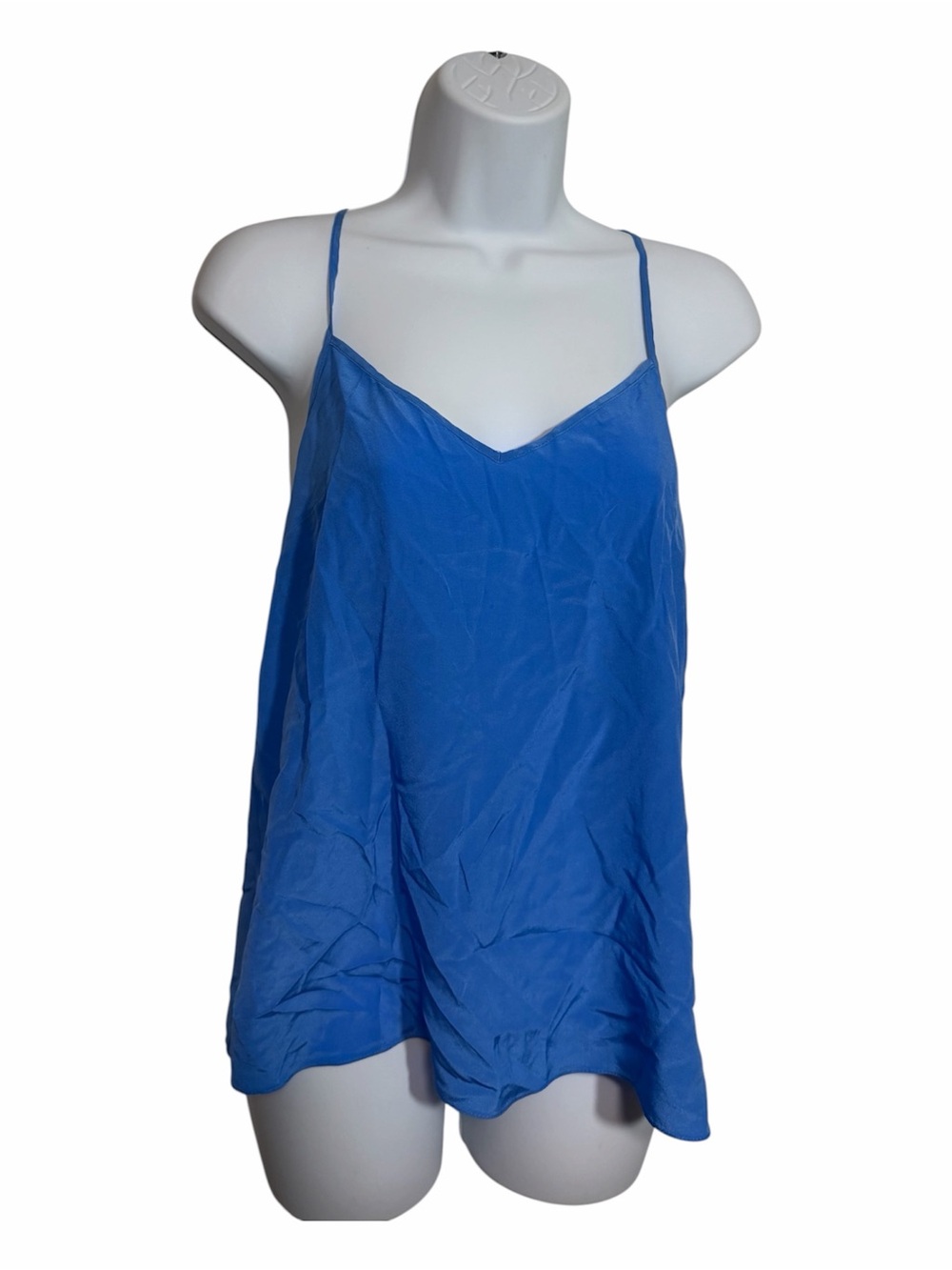 Lilly Pulitzer 100% Silk Blue Spaghetti Strap V-Neck Tank Top Size Small Preppy